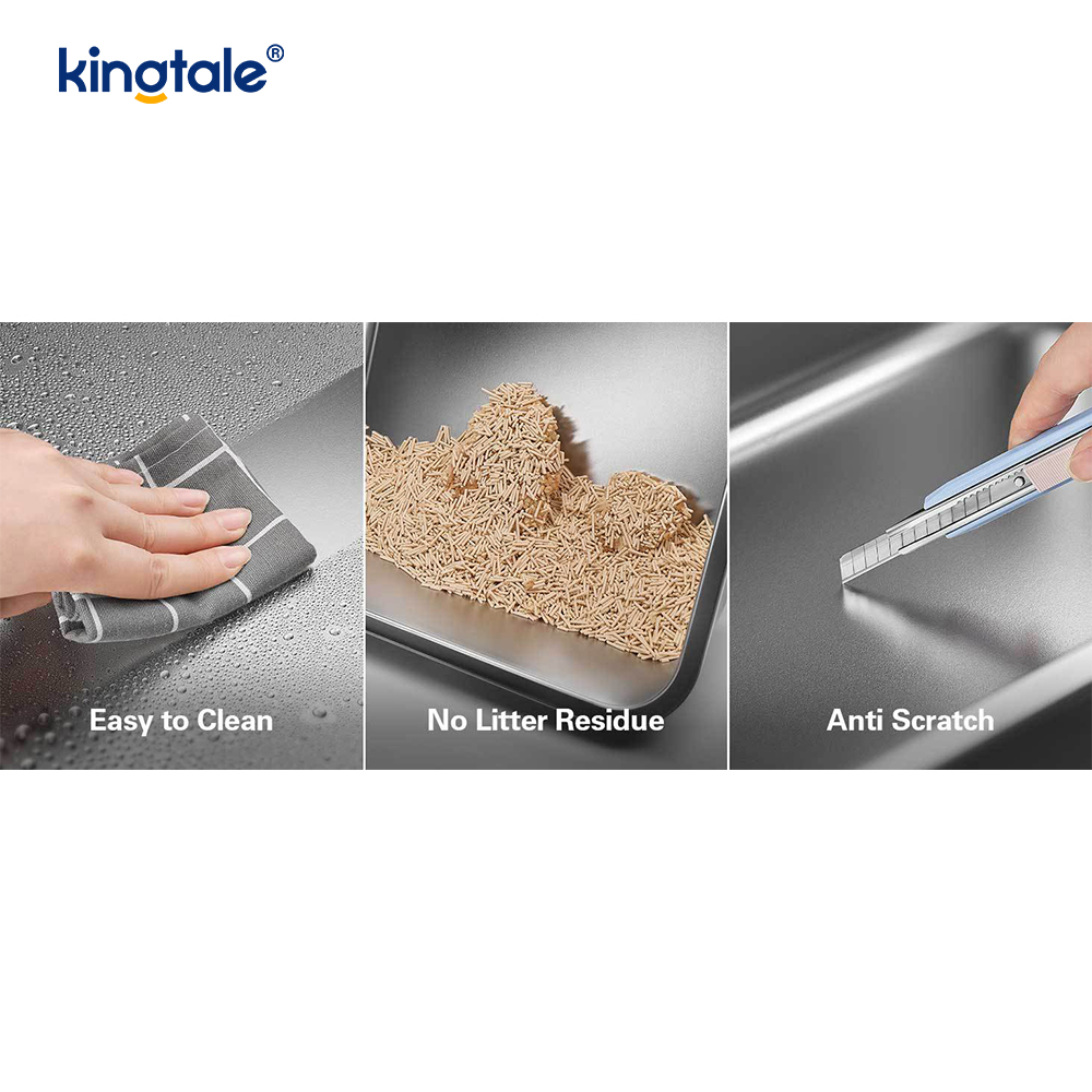 Hộp đựng rác cho mèo bằng thép không gỉ có bàn đạp chân bằng kim loại Chảo có mặt cao, không bao giờ