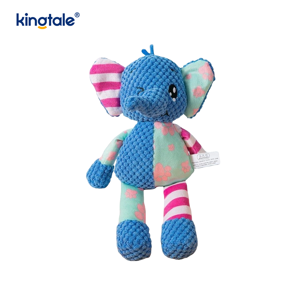 Blue Elephant Soft Đồ chơi thú cưng sang trọng với máy có thể giặt được bằng vải màu xanh