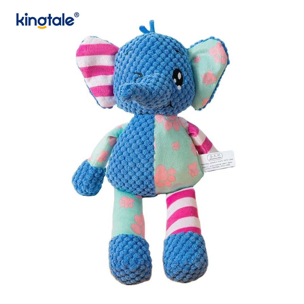 Blue Elephant Soft Đồ chơi thú cưng sang trọng với máy có thể giặt được bằng vải màu xanh