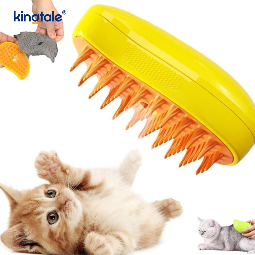 Bàn chải hơi nước cho mèo 3 trong 1 Bàn chải thú cưng ướt át Silicone Massage tẩy lông cho chó Lược