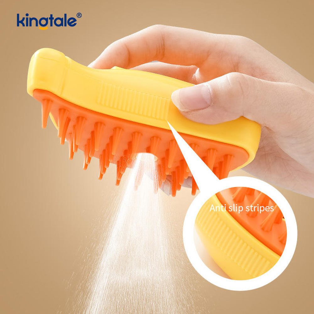 Bàn chải hơi nước cho mèo 3 trong 1 Bàn chải thú cưng ướt át Silicone Massage tẩy lông cho chó Lược