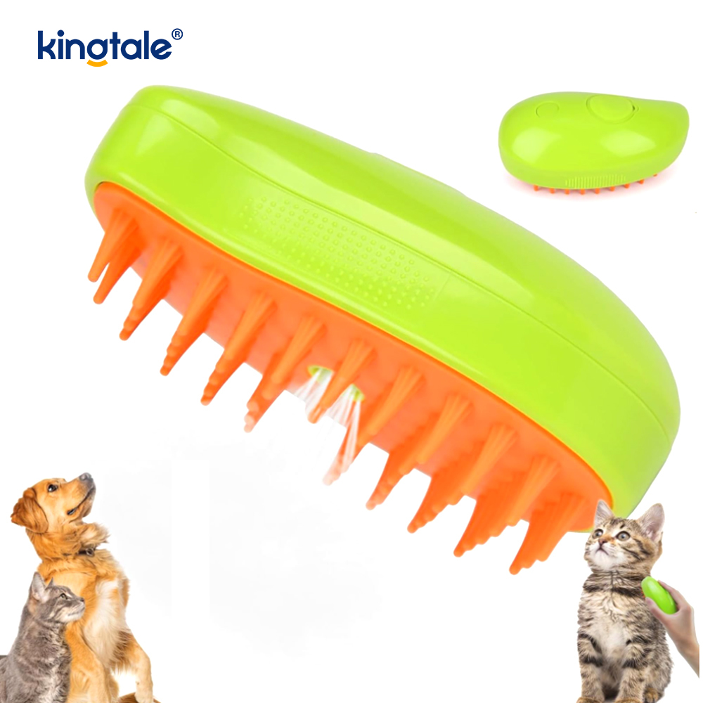 Bàn chải hơi nước cho mèo 3 trong 1 Bàn chải thú cưng ướt át Silicone Massage tẩy lông cho chó Lược