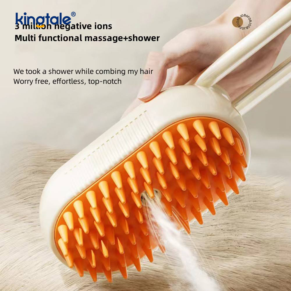 Bàn chải hơi nước cho mèo 3 trong 1 Bàn chải thú cưng ướt át Silicone Massage tẩy lông cho chó Lược