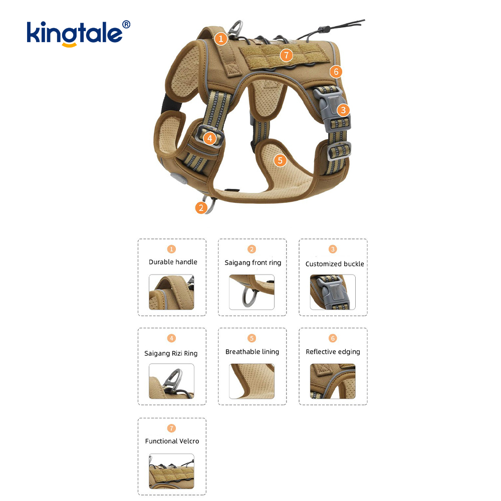 Rắn Không Kéo Nylon Heavy Duty Dog Belt Vest Huấn Luyện Khai Thác Ngực