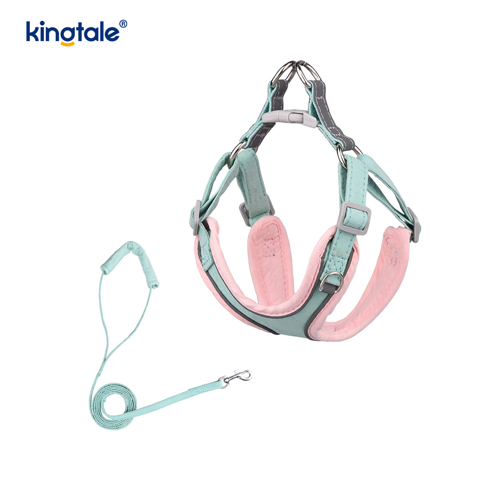 Bộ dây nịt & dây xích nhỏ có thể điều chỉnh bằng da cho thú cưng mèo Bling đính kim cương giả