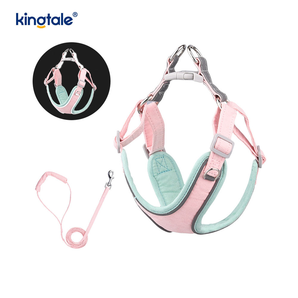 Bộ dây nịt & dây xích nhỏ có thể điều chỉnh bằng da cho thú cưng mèo Bling đính kim cương giả