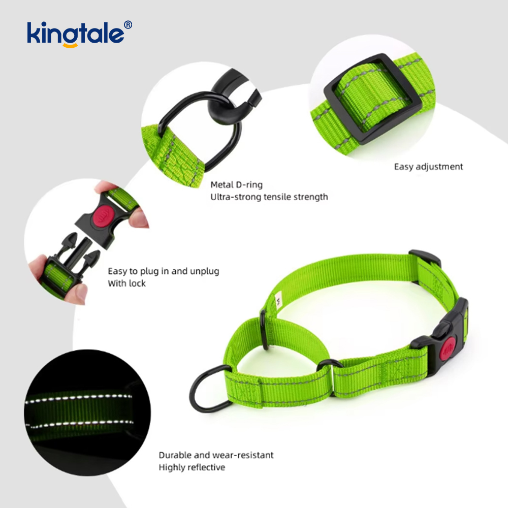 Phát hành nhanh Không kéo Vòng cổ chó Martingale có thể điều chỉnh phản quang