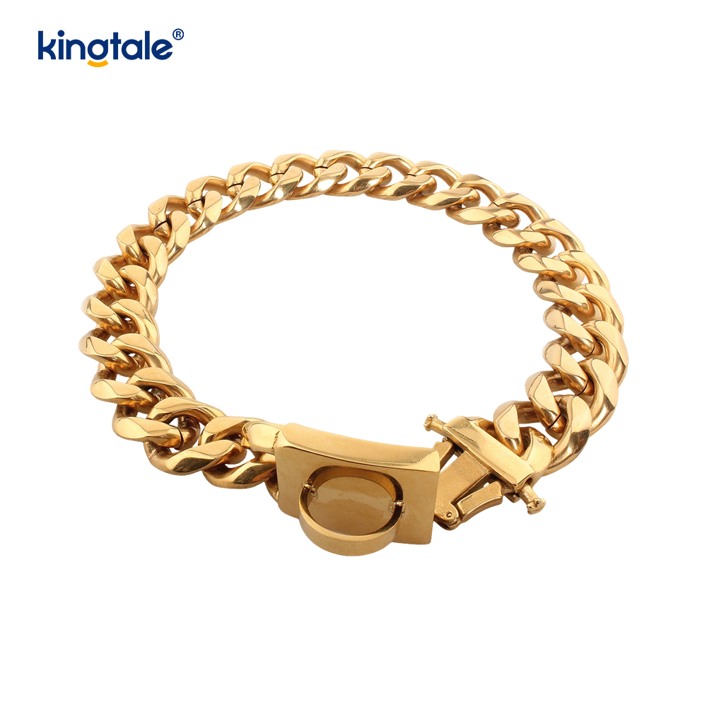 Thời trang mạ thép không gỉ Pet Cuba Link Dog Choke Chain Collar