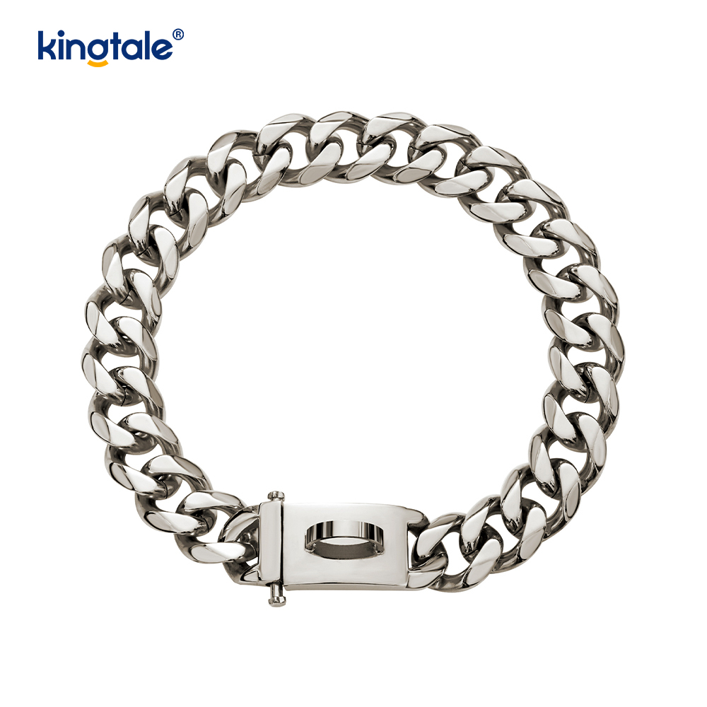 Thời trang mạ thép không gỉ Pet Cuba Link Dog Choke Chain Collar