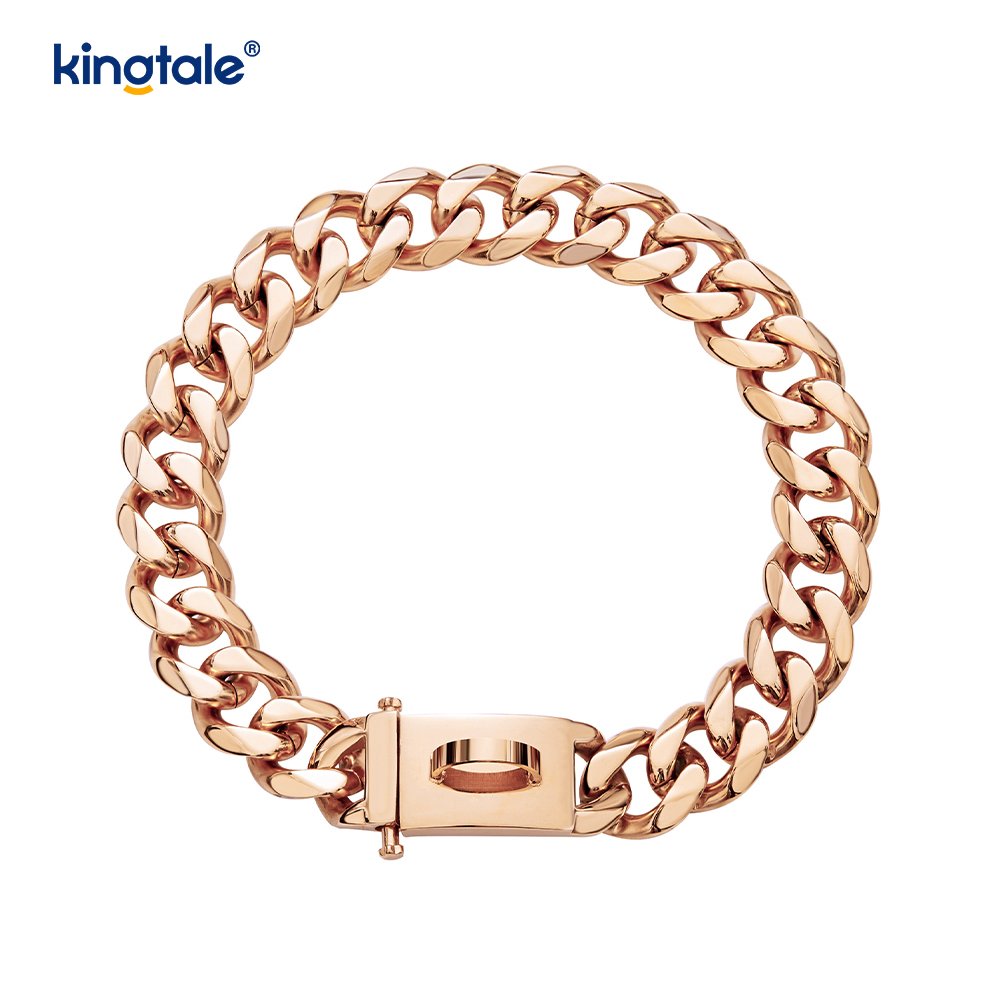 Thời trang mạ thép không gỉ Pet Cuba Link Dog Choke Chain Collar