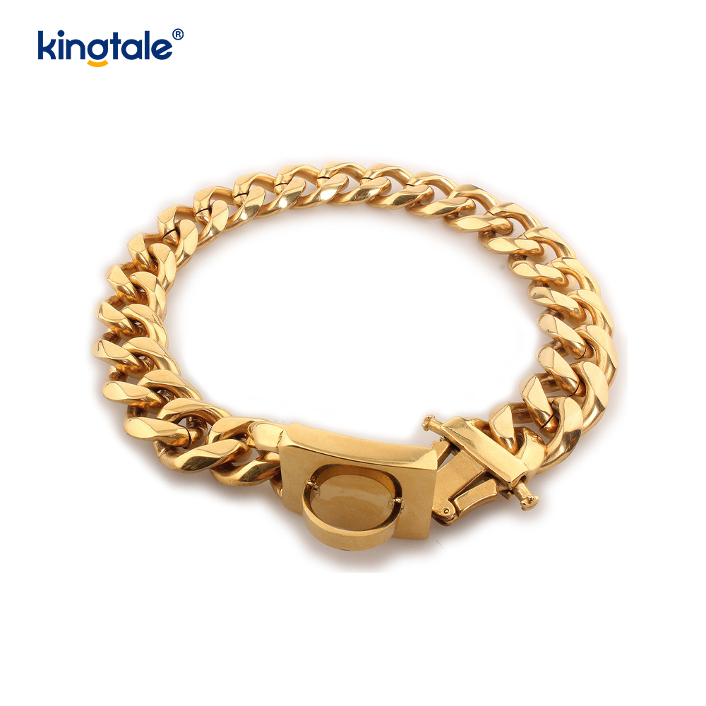 Thời trang mạ thép không gỉ Pet Cuba Link Dog Choke Chain Collar