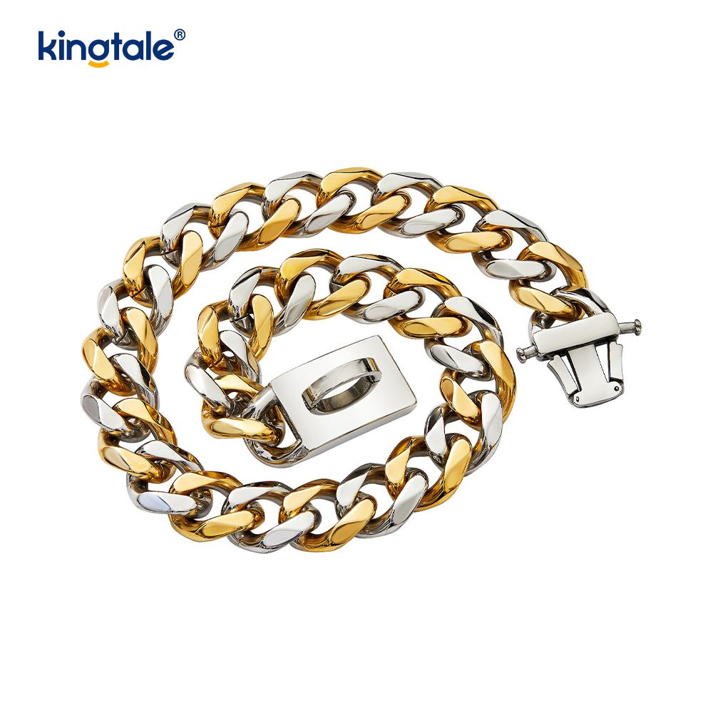 Thời trang mạ thép không gỉ Pet Cuba Link Dog Choke Chain Collar